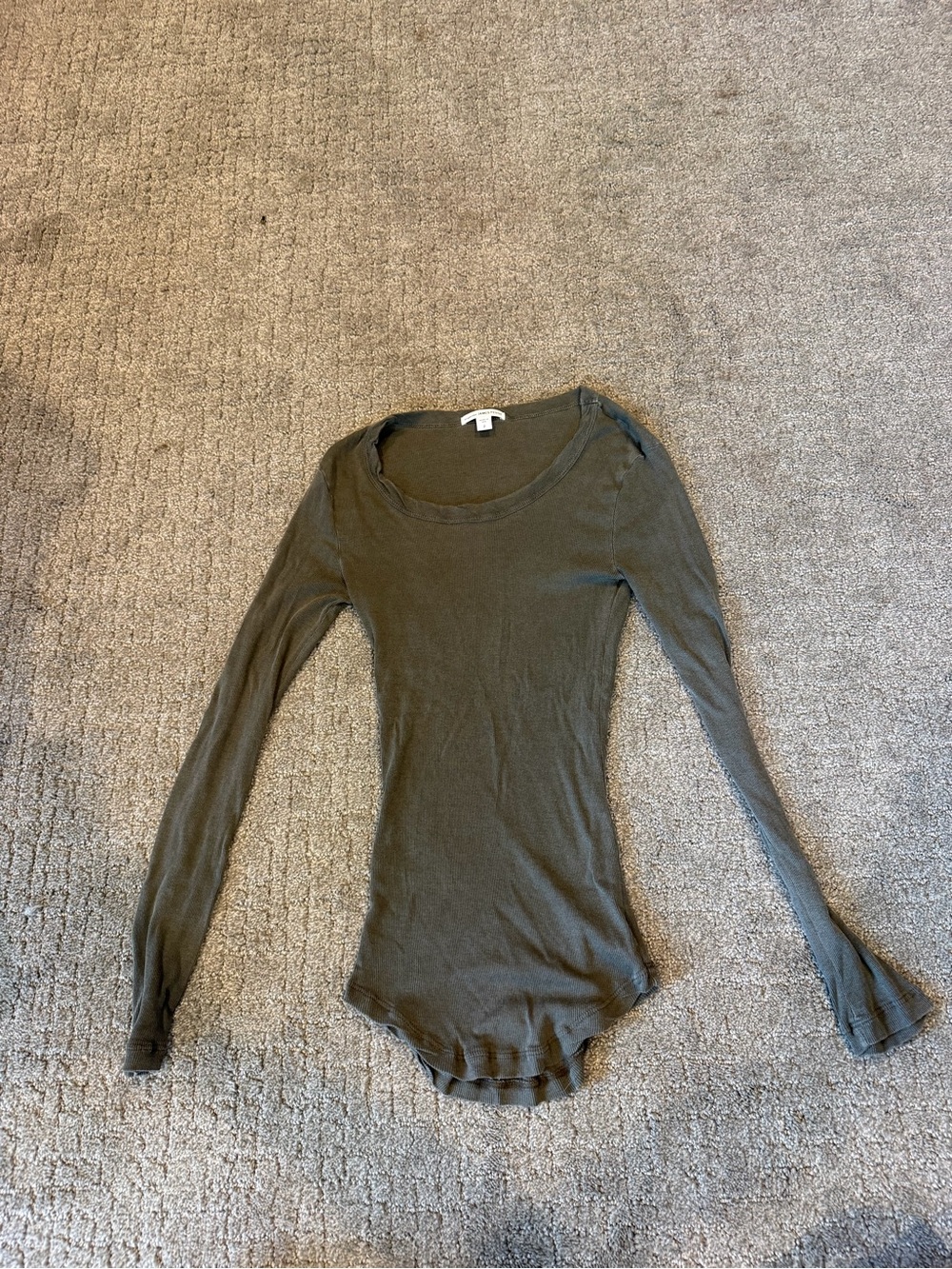 Standard James Perse Scoop neck olive green ribbed top size 2 100% cotton - Picture 8 of 10
